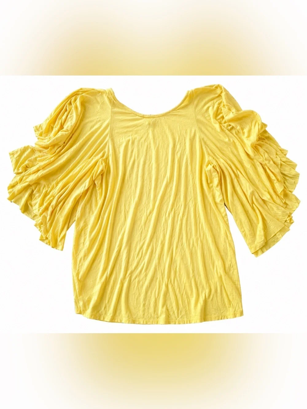 Free People Beach Yellow Oversized Tunic Top Flutter Sleeve Boho Cover Up Size M